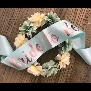 Pastel Mint Bride to Be Sash Rose Gold Party
